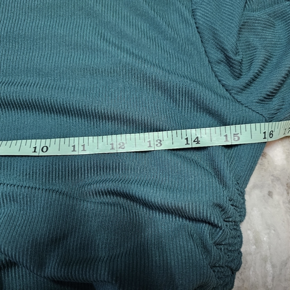 Justify Green Ruched Ribbed Bodycon Dress | Size Large - Picture 9 of 10